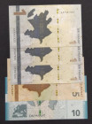 Azerbaijan, 1(3)-5-10 Manat, 2018/2020, UNC, (Total 5 banknotes)
Estimate: USD 15-30