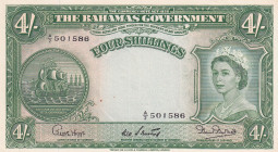 Bahamas, 4 Shillings, 1953, UNC, p13b
Queen Elizabeth II. Potrait
Estimate: USD 150-300