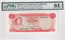 Bahamas, 5 Dollars, 1965, UNC, p21a
PMG 64 EPQ, Government of the Bahamas
Estimate: USD 450-900