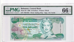 Bahamas, 10 Dollars, 1996, UNC, p59
PMG 66 EPQ, Queen Elizabeth II. Potrait
Estimate: USD 225-550