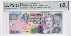 Bahamas, 100 Dollars, 2009, UNC, p76
PMG 65 EPQ, Queen Elizabeth II. Potrait
Estimate: USD 200-400