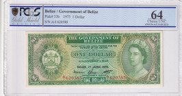 Belize, 1 Dollar, 1975, UNC, p33b
PCGS 64, Queen Elizabeth II. Potrait
Estimate: USD 100-200
