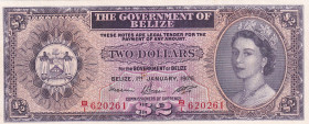 Belize, 2 Dollars, 1976, XF(-), p34c
Queen Elizabeth II. Potrait
Estimate: USD 50-100