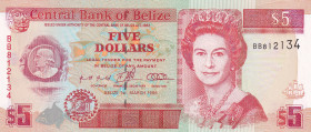 Belize, 5 Dollars, 1996, UNC, p58
Queen Elizabeth II. Potrait
Estimate: USD 50-100