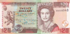 Belize, 20 Dollars, 2017, UNC, p69f
Queen Elizabeth II. Potrait
Estimate: USD 20-40