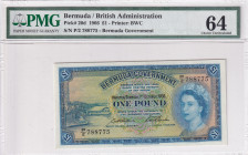 Bermuda, 1 Pound, 1966, UNC, p20d
PMG 64, Queen Elizabeth II. Potrait
Estimate: USD 200-400