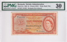 Bermuda, 5 Pounds, 1952, VF, p21a
PMG 30
Estimate: USD 800-600