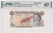 Bermuda, 50 Dollars, 1978, UNC, p32s, SPECIMEN
PMG 67 EPQ, Bermuda Monetary Authorıty
Estimate: USD 100-200