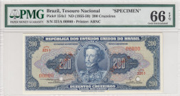 Brazil, 200 Cruzeiros, 1955/1959, UNC, p154s1, SPECIMEN
PMG 66 EPQ
Estimate: USD 200-400