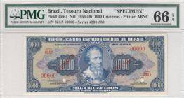 Brazil, 1.000 Cruzeiros, 1953/1959, UNC, p156s1, SPECIMEN
PMG 66 EPQ
Estimate: USD 100-200
