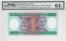 Brazil, 200 Cruzeiros, 1984, UNC, p199b
PMG 64 EPQ
Estimate: USD 25-50