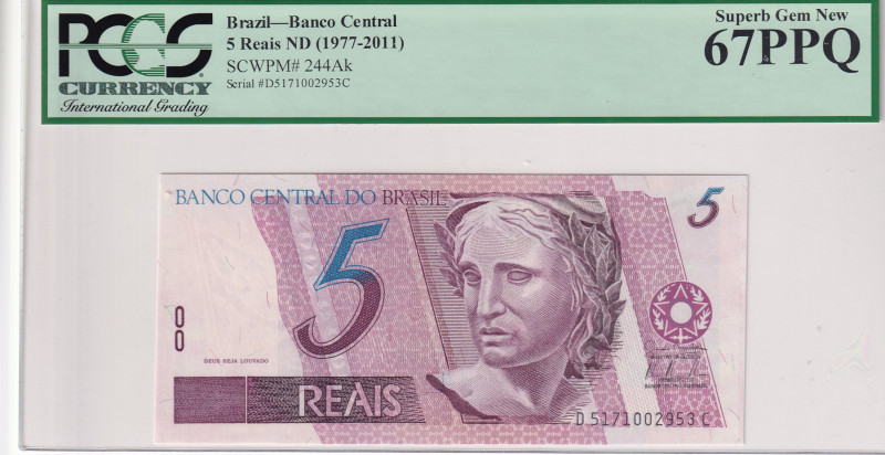 Brazil, 5 Reais, 1977/2011, UNC, p244Ak
PCGS 67 PPQ
Estimate: USD 25-50