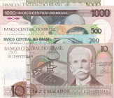Brazil, 10 Cruzados-200-500-1.000-5.000 Cruzeiros, 1981/1986, UNC, (Total 5 banknotes)
Estimate: USD 15-30