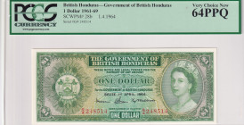 British Honduras, 1 Dollar, 1961/1969, UNC, p28b
PCGS 64 PPQ, Goverment of British Honduras
Estimate: USD 175-350
