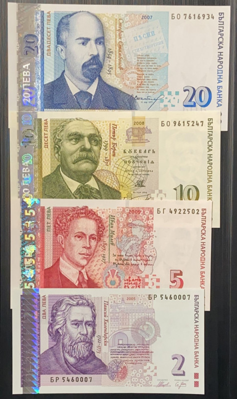 Bulgaria, 2-5-10-20 Leva, 2005/2009, UNC, p115-p118, (Total 4 banknotes)
Estima...
