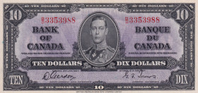 Canada, 10 Dollars, 1937, UNC, p61b
King George VI Portrait
Estimate: USD 200-400