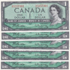 Canada, 1 Dollar, 1954, UNC, p74b, (Total 5 consecutive banknotes)
Queen Elizabeth II. Potrait
Estimate: USD 30-60