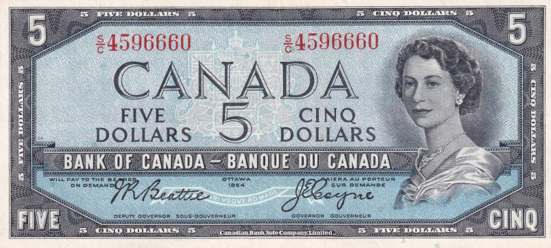 Canada, 5 Dollars, 1954, XF, p77a
Queen Elizabeth II. Potrait
Estimate: USD 25...