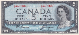 Canada, 5 Dollars, 1954, XF, p77a
Queen Elizabeth II. Potrait
Estimate: USD 25-50