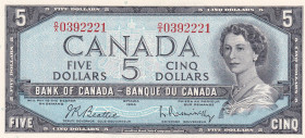 Canada, 5 Dollars, 1954, UNC, p77b
Queen Elizabeth II. Potrait
Estimate: USD 40-80