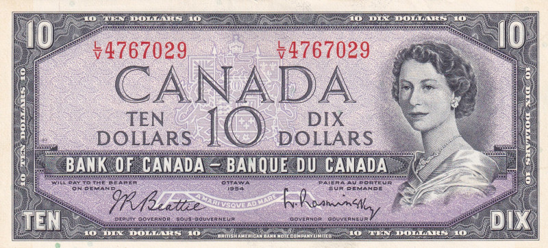 Canada, 10 Dollars, 1954, AUNC(+), p79b
Queen Elizabeth II. Potrait
Estimate: ...