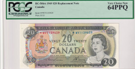 Canada, 20 Dollars, 1969, UNC, p89b, REPLACEMENT
PCGS 64 PPQ
Estimate: USD 400-800