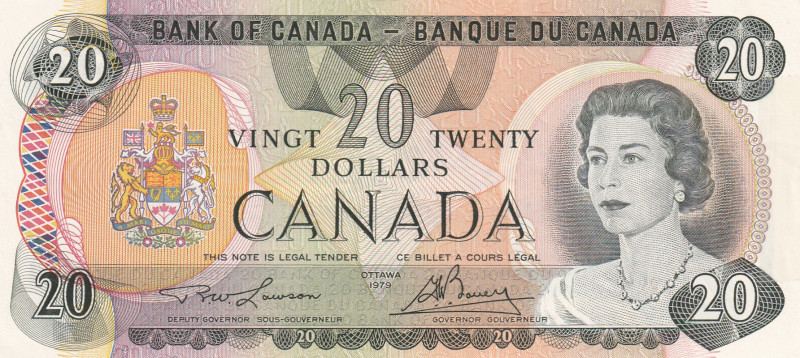 Canada, 20 Dollars, 1979, UNC, p93a
Queen Elizabeth II. Potrait, Light handling...