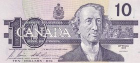 Canada, 10 Dollars, 1989, UNC, p96bThere are stains on the back due to printing.
Queen Elizabeth II. Potrait, There are stains on the back due to pri...