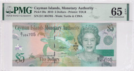 Cayman Islands, 5 Dollars, 2010, UNC, p39a
PMG 65 EPQ, Queen Elizabeth II. Potrait
Estimate: USD 30-60