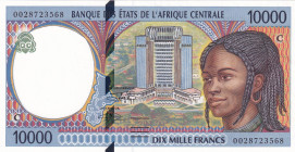 Central African States, 10.000 Francs, 2000, UNC(-), p105Cf
"C'' Congo
Estimate: USD 50-100