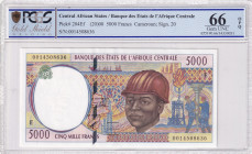 Central African States, 5.000 Francs, 2000, UNC, p204Ef
PCGS 66 OPQ, "E" Cameroun
Estimate: USD 50-100