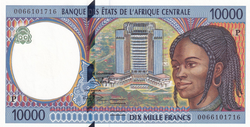 Central African States, 10.000 Francs, 2000, UNC, p605Pf
"P'' Chad
Estimate: U...