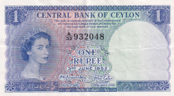 Ceylon, 1 Rupee, 1952, XF, p49
Queen Elizabeth II. Potrait
Estimate: USD 70-140