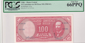 Chile, 10 Centesimos on 100 Pesos, 1960/1961, UNC, p127a
PCGS 66 PPQ
Estimate: USD 25-50