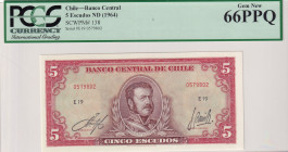 Chile, 5 Escudos, 1964, UNC, p138
PCGS 66 PPQ
Estimate: USD 25-50