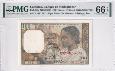 Comoros, 100 Francs, 1963, UNC, p3b
PMG 66 EPQ
Estimate: USD 125-250