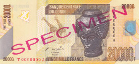 Congo Democratic Republic, 20.000 Francs, 2006, UNC, p104s, SPECIMEN
Light handling
Estimate: USD 30-60