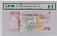 Cook Islands, 3 Dollars, 1992, UNC, p7a
PMG 66 EPQ
Estimate: USD 25-50
