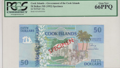 Cook Islands, 50 Dollars, 1992, UNC, p10s, SPECIMEN
PCGS 66 PPQ
Estimate: USD 25-50