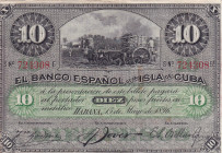 Cuba, 10 Pesos, 1896, AUNC, p49d
There is "PLATA" lettering on the back. It has light stains on the edges.
Estimate: USD 40-80