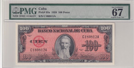 Cuba, 100 Pesos, 1959, UNC, p93a
PMG 67, High condition
Estimate: USD 100-200