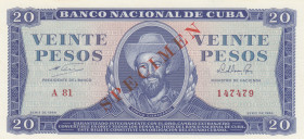 Cuba, 20 Pesos, 1954, UNC, p97b, SPECIMEN
Estimate: USD 25-50