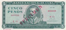 Cuba, 5 Pesos, 1967, UNC, p103s, SPECIMEN
Estimate: USD 15-30