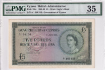 Cyprus, 5 Pounds, 1955/1960, VF, p36a
PMG 35, British Administration
Estimate: USD 500-1000