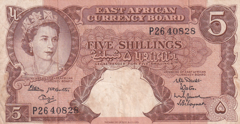 East Africa, 5 Shillings, 1961/1963, VF(+), p41b
Queen Elizabeth II. Potrait
E...