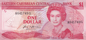 East Caribbean States, 1 Dollar, 1985/1988, UNC, p17g
Queen Elizabeth II. Potrait
Estimate: USD 20-40