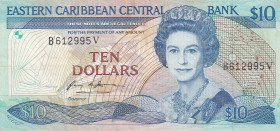 East Caribbean States, 10 Dollars, 1985, XF(-), p23v1
Queen Elizabeth II. Potrait
Estimate: USD 35-70