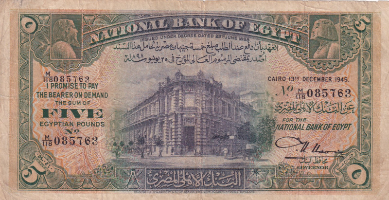 Egypt, 5 Pounds, 1945, FINE(+), p19c
There are openings.
Estimate: USD 30-60