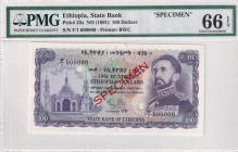 Ethiopia, 100 Dollars, 1961, UNC, p23s, SPECIMEN
PMG 66 EPQ
Estimate: USD 130-260