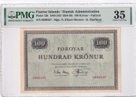 Faeroe Islands, 100 Kronur, 1954/1959, VF, p13b
PMG 35, Danish Administration
Estimate: USD 550-1100